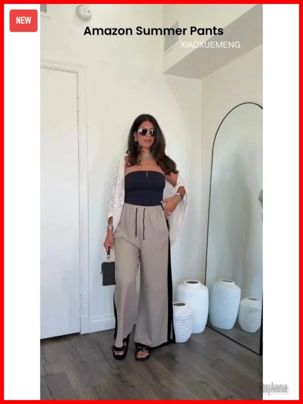 Wide Leg Striped Capri Linen Pants with Pockets High Waisted Drawstring